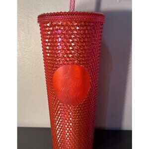New! Starbucks 2019 Holiday Hot Pink Iridescent Studded 24oz Venti Cup Tumbler